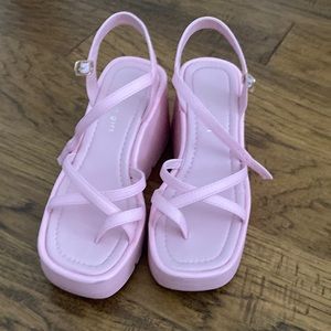 Madden girl pink in Paris chunky wedge sandal